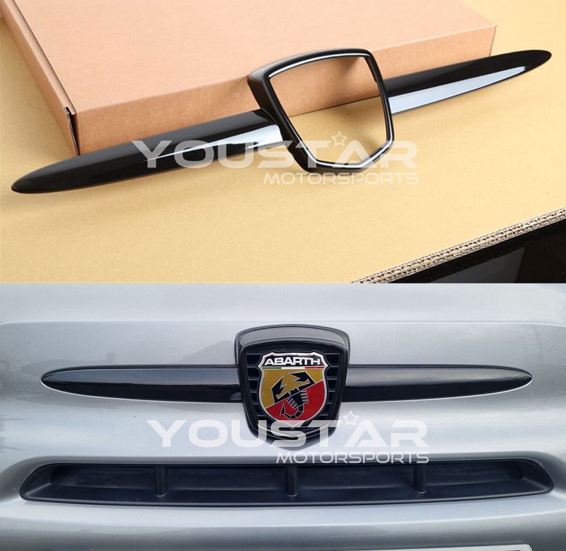 USA STOCK FOR FIAT ABARTH GLOSS PIANO BLACK GRILL BADGE COVER TRIM 500 595 695