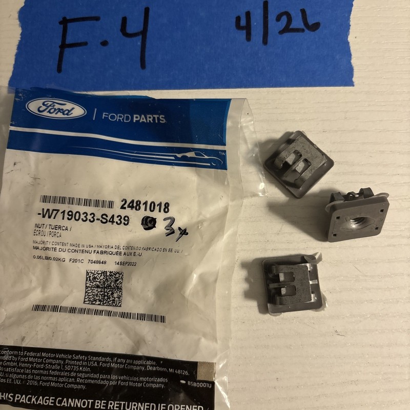 Ford W719033S439 Nut Fastener Hardware Replacement Models Pack of Three