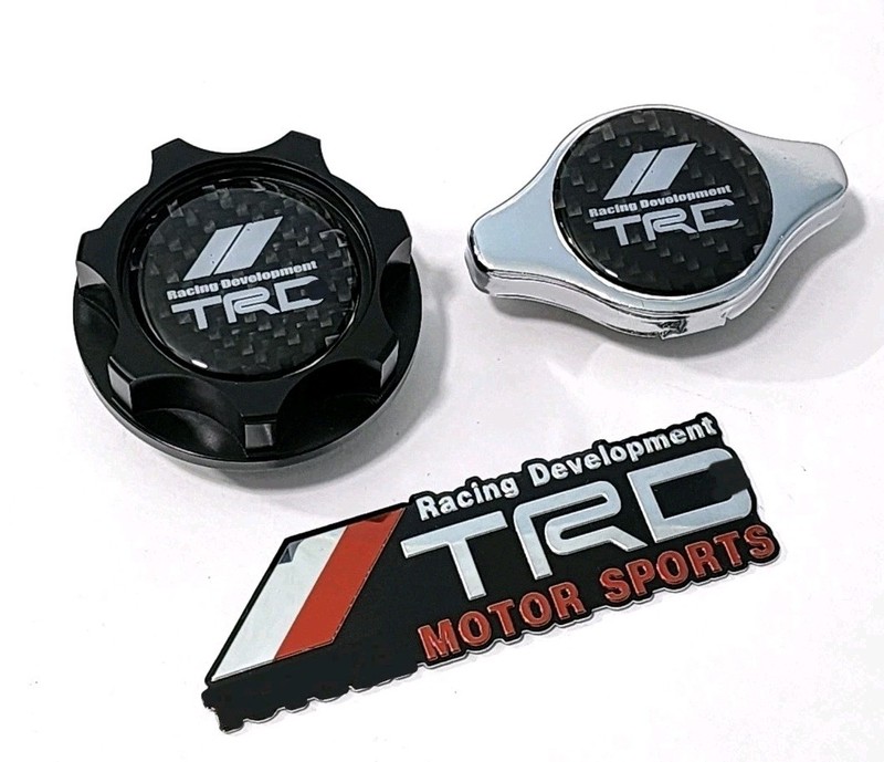 BLACK CNC ENGINE CARBON FIBER OIL CAP & RADIATOR CAP FOR COROLLA TACOMA CAMRY