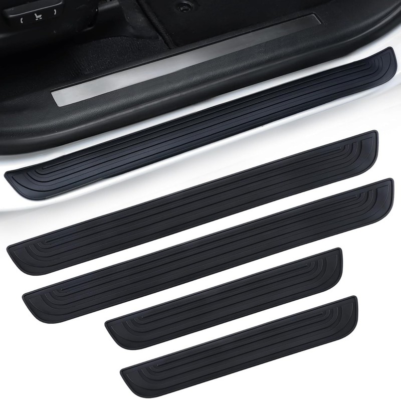 4x PVC Soft Rubber For Chevrolet Car Truck Door Scuff Sill Cover Panel Protector