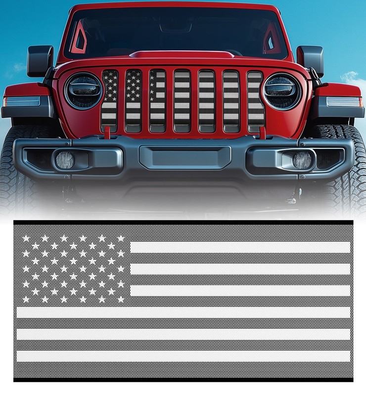 Front Grill Mesh Grille Insert Screen for 18-26 Jeep Wrangler JL & Gladiator JT