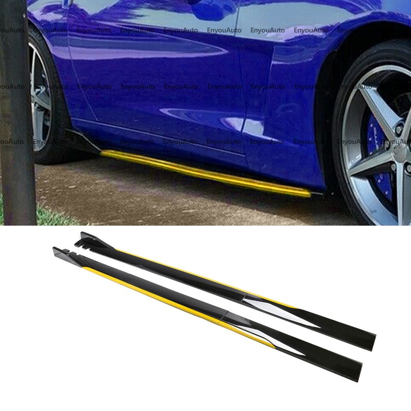 For Nissan 350Z 370Z GTR 86″ Side Skirt Extension Rocker Panel Black Yellow