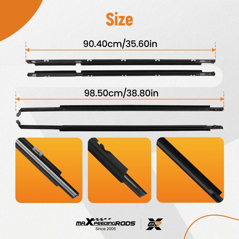 Door Belt Molding Weatherstrip 4x Kit for Toyota Corolla 1995 1996-2001 2002 gallery