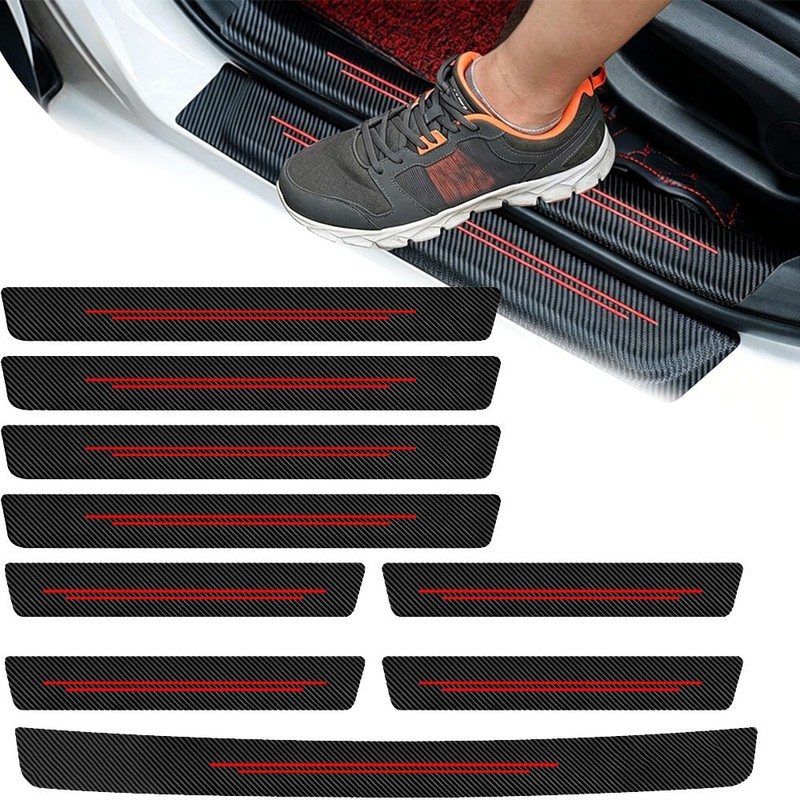 For Nissan Accessories 9PCS Car Door Trunk Sill Scuff Cover Plate Protector Trim