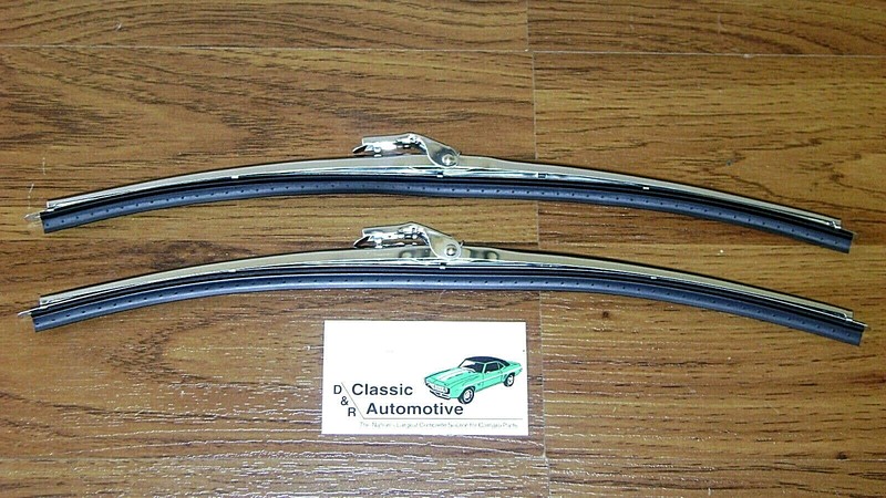 Windshield Wiper Blades 65-68 Mustang w/Polished Stainless pair 65 66 67 68