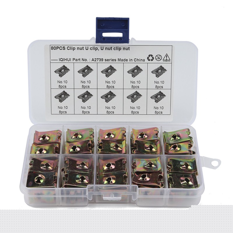80pcs Assorted Spire Clips U Nuts Captive Speed Fasteners Self Tapping Screw