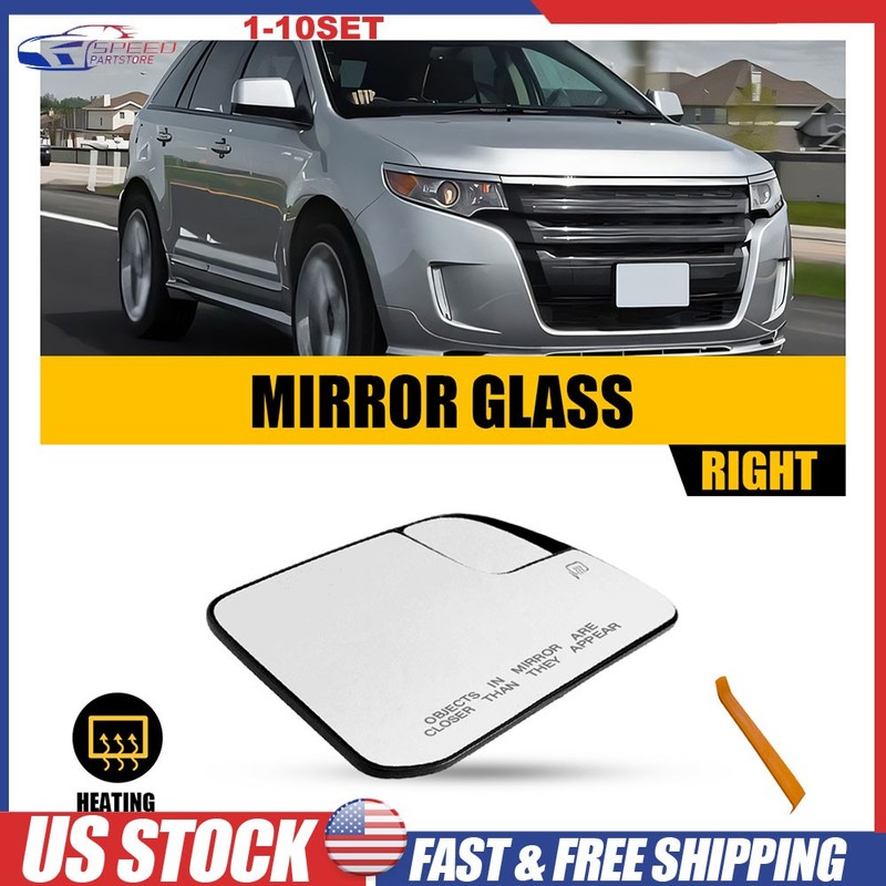 Passenger Outside Mirror Glass Heated w/ Backing Plat For 11-14 Ford Edge 1-10X