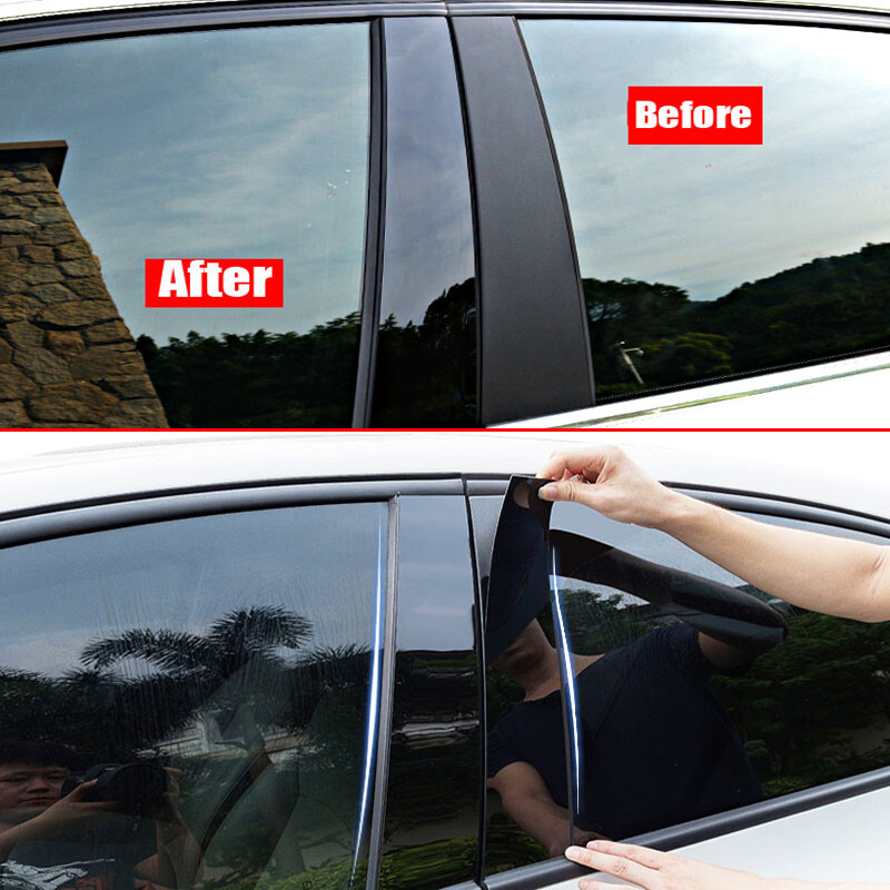 Black Window Pillar Posts Door Trim Piano Cover For 2014-2018 Toyota Corolla gallery