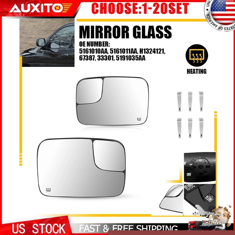 Fit For Dodge Ram 1500 2005 2006 2007 2008 2500 3500 Heated Mirror Glass 2-10X