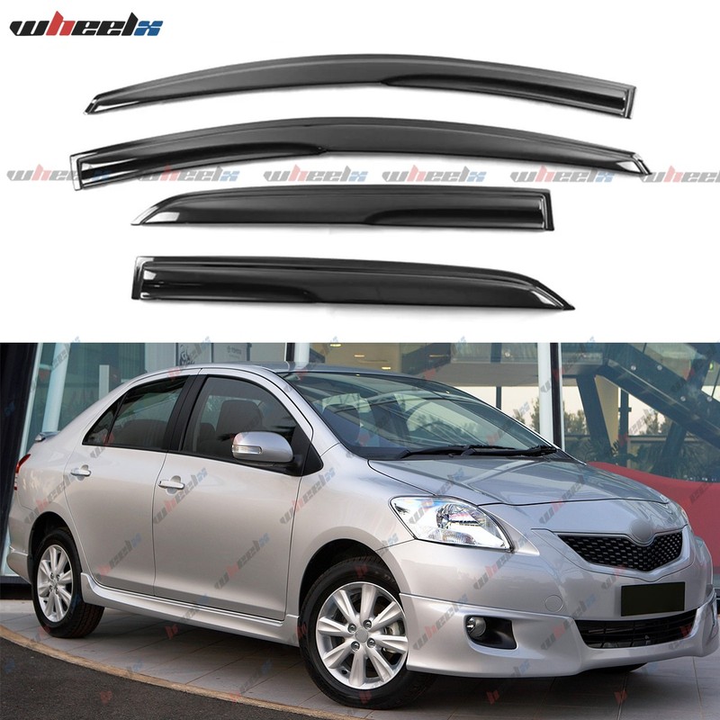 For 2007-2013 Toyota Yaris XP90 JDM Wavy Mugen Style Window Visors Rain Guards