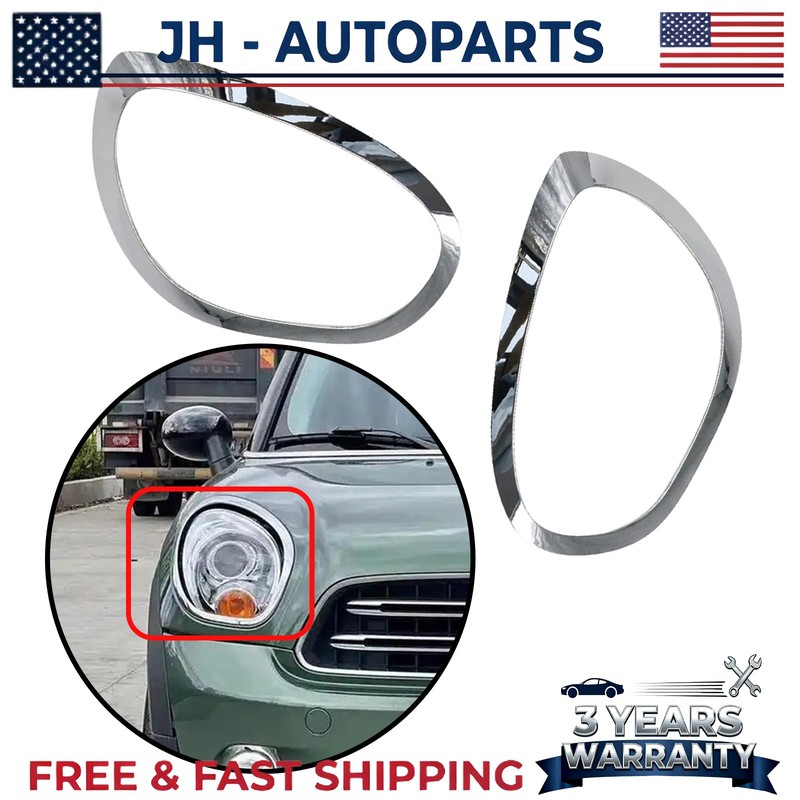 Pair Headlight Bezel Set Fits For Mini Cooper Countryman 2017-2023 LH & RH Side