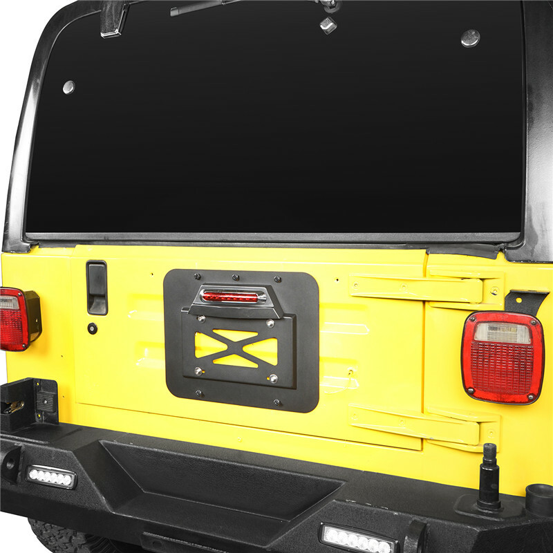 Rear Tailgate Spare Tire License Plate w/ Light for Jeep Wrangler TJ 1997-2006 gallery