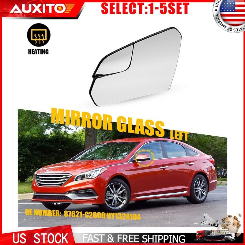 Heated Mirror Glass Left Driver Side For 2015-19 Hyundai Sonata 87621C2000 1-5X