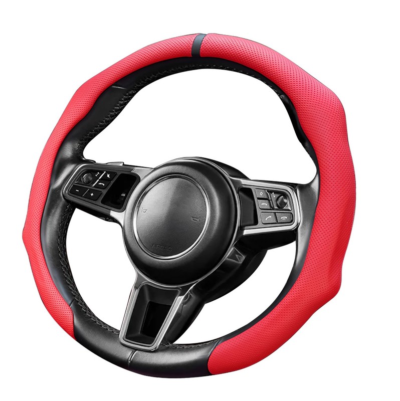 For Mazda 14.5-15 inch Car Steering Wheel Cover Premium Nappa Leather Breathable