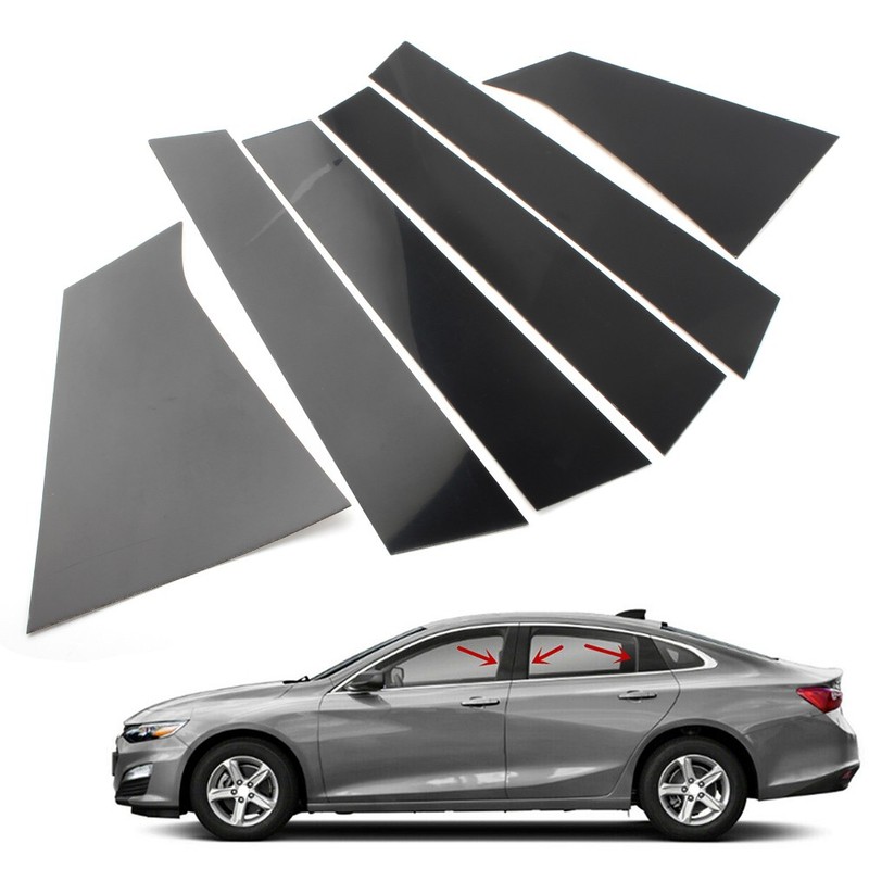 L+R Door Trim Pillar Posts Black Piano Cover Fit For Chevrolet Malibu 2016-2023