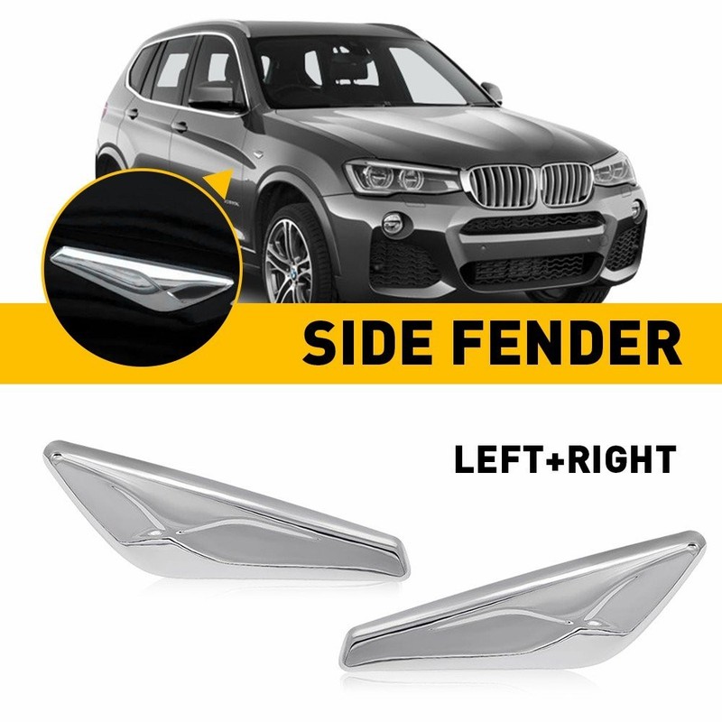 Pair For BMW x3 x4 F25 F26 Chrome Front Side Fender Finisher Trim LH & RH 15-17