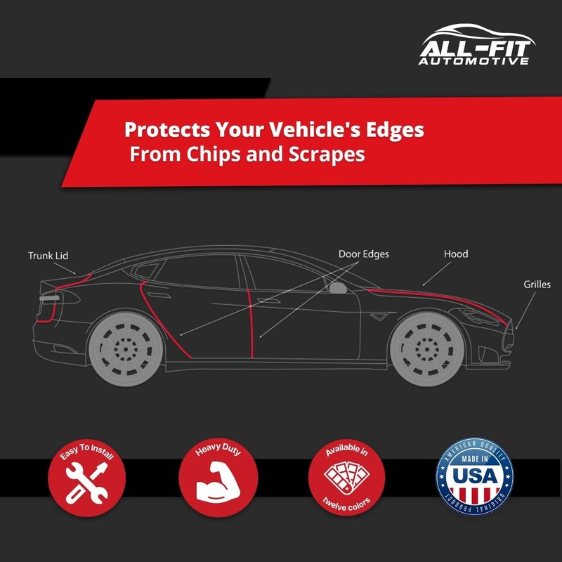 ALL-FIT Car Door Edge Protector Guard from Scratches & Dings U-Shaped (DARK RED) gallery