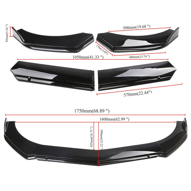Gloss Black For Corvette C5 Front Bumper Lip Splitter Chin Spoiler Universal gallery