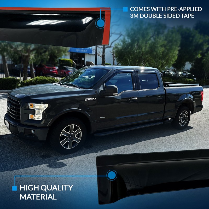Ford F-350 F-450 F-550 1999-2015 2016 99-16 Crew Cab 4pcs Wind Deflector Visors gallery
