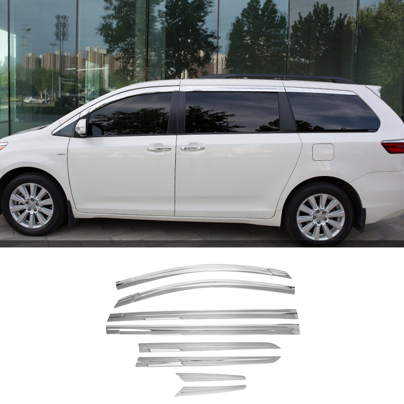 8PCS For Toyota Sienna 2011-2020 Window Visor Vent Shades Sun Rain Guard Chrome