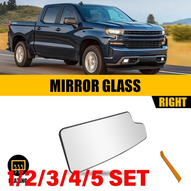 Right Towing Lower Mirror Glass For 2020-2021 Chevy Silverado GMC Sierra 1-5SET