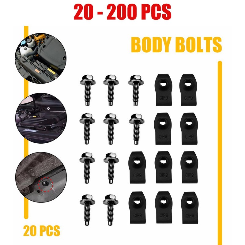 20-200PCS For Truck Body Bolts&U-nut Clips-M8-1.25 x 30mm-13mm Hex- (10ea)-#155
