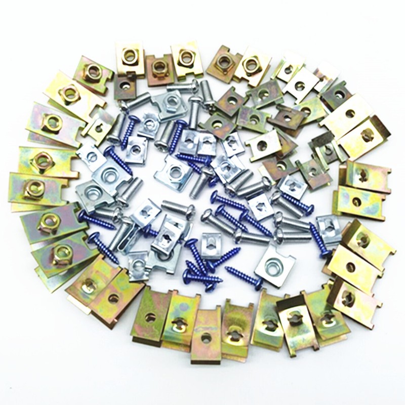 100Pcs Car Fasteners Fixed Home Screw U Type Gasket Clips Body Door Panel Trim