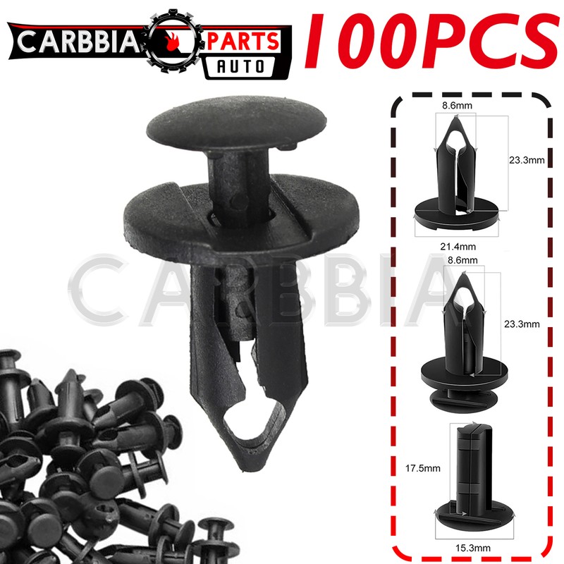 100pc Clips for Hole Plastic Rivets Retainer Fender Bumper Push Pin Fastener 8mm