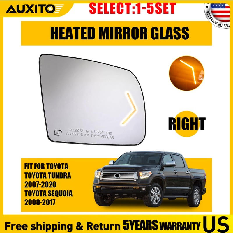 For 2008-2017 Toyota 2007-2020 Sequoia Tundra Mirror Glass Passenger Heated 1-5X gallery