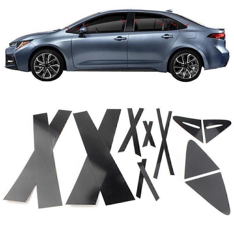 16pcs/Set Door Trim Black Pillar Posts Kit For Toyota Corolla 2020-2022 21 Sedan
