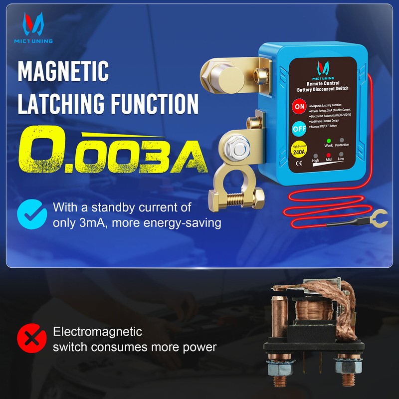 Remote Battery Disconnect Switch 12V 240A Voltage Kill Switch for Car Truck RV gallery
