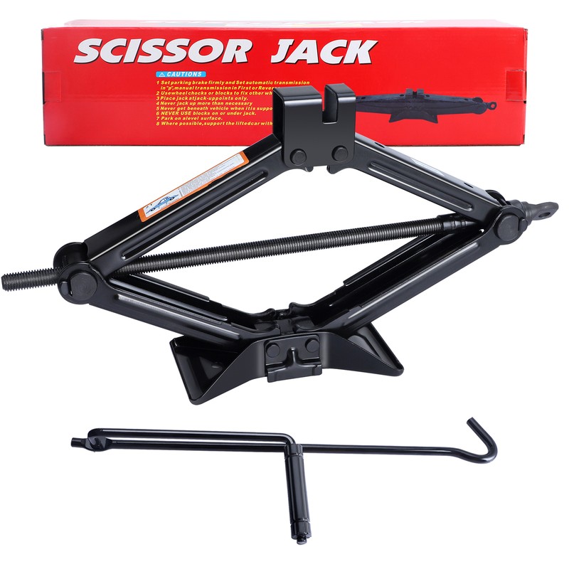 2 Ton Mini Portable Scissor Jack Car Van Vehicle Stand Tire Tool W/ Steel Handle