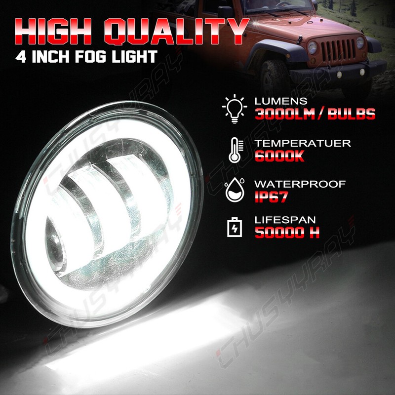 Pair 4inch Round LED Fog Lights Halo Angel Eyes DRL For Jeep Wrangler JK LJ JT gallery