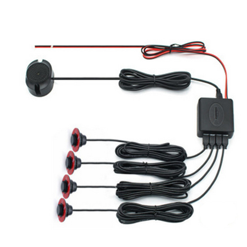 4 Parking Sensors Car Backup Reverse Rear Radar System Alert Alarm Kit Gray