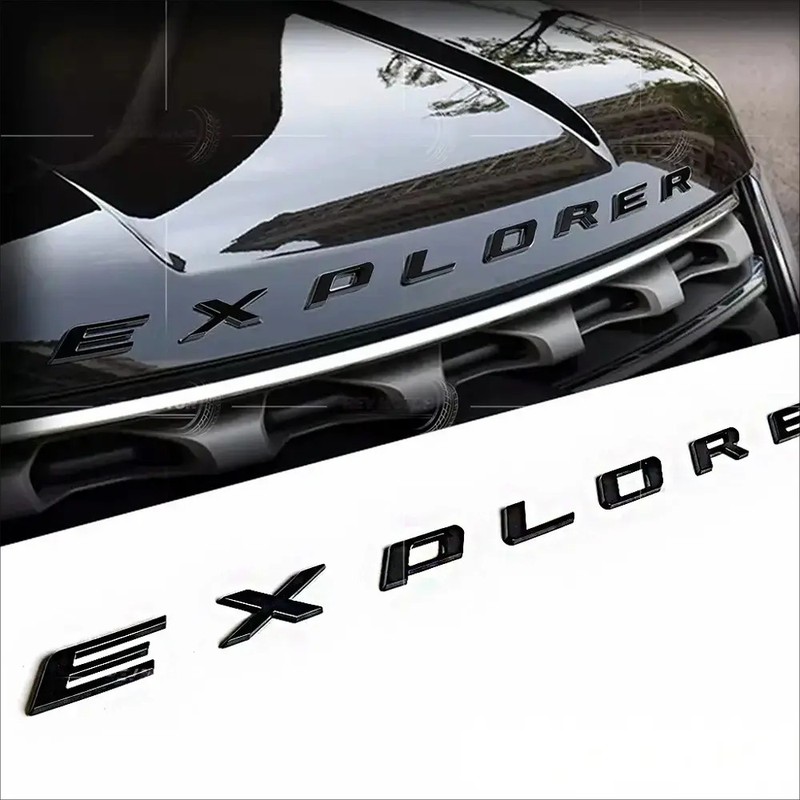 For 2011-2024 Explorer Sport Pkg Hood Emblem Letters Decal Gloss Black outline