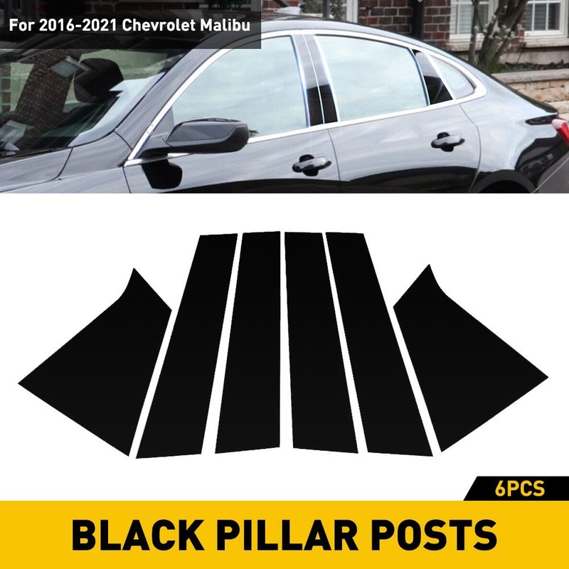 6pcs Glossy Posts Black Pillar Door Trim For Cover Chevrolet Malibu 2016-2021 US