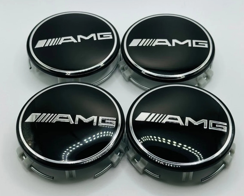 4 PCS 75mm / 3 INCH AMG CENTER CAPS FOR MERCEDES BENZ C E CLS S B