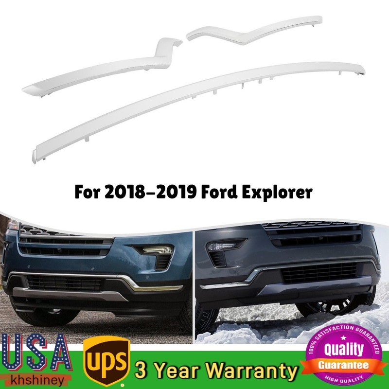 Front Lower Bumper Trim Moldings Kit For 2018-2019 Ford Explorer