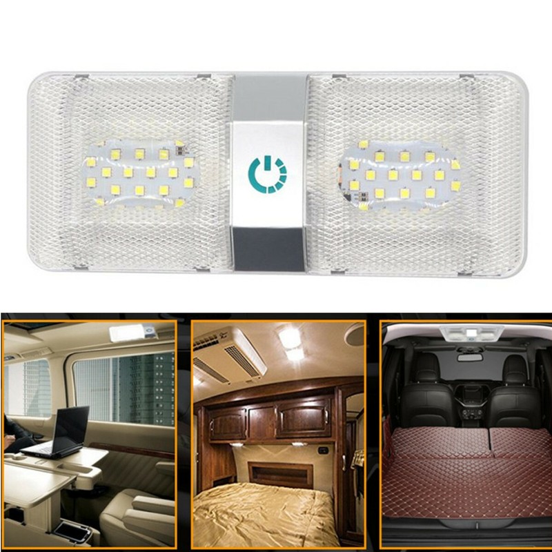 1PCS RV 48LED 12v Ceiling Fixture Double Dome Light For Camper Trailer Marine