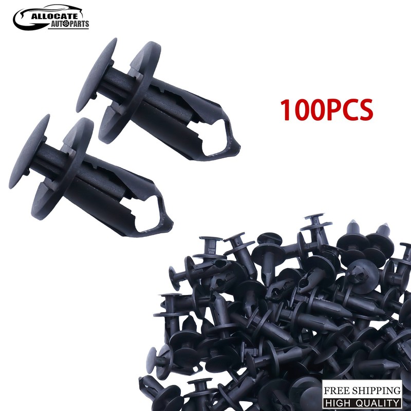 100x 8mm Bumper Clips Retainer Auto Car Plastic Rivets Fastener Fender Push US gallery