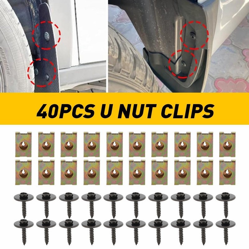 40x Engine Under Cover Splash Shield Body Bumper Guard U-nut Bolts Clip Fastener gallery