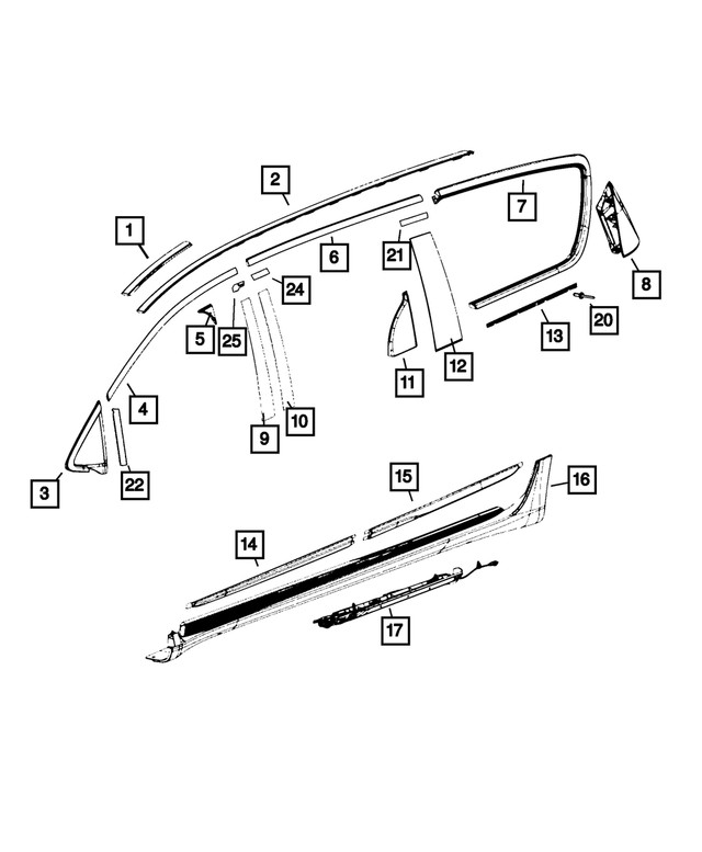Genuine Mopar Quarter Trim Molding Left 68497495AB
