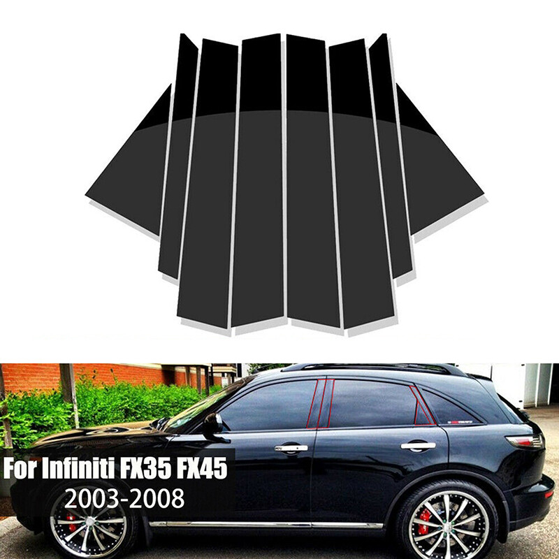 For Infiniti FX35 FX45 2003-2008 Black Pillar Posts Door Window Trim Cover