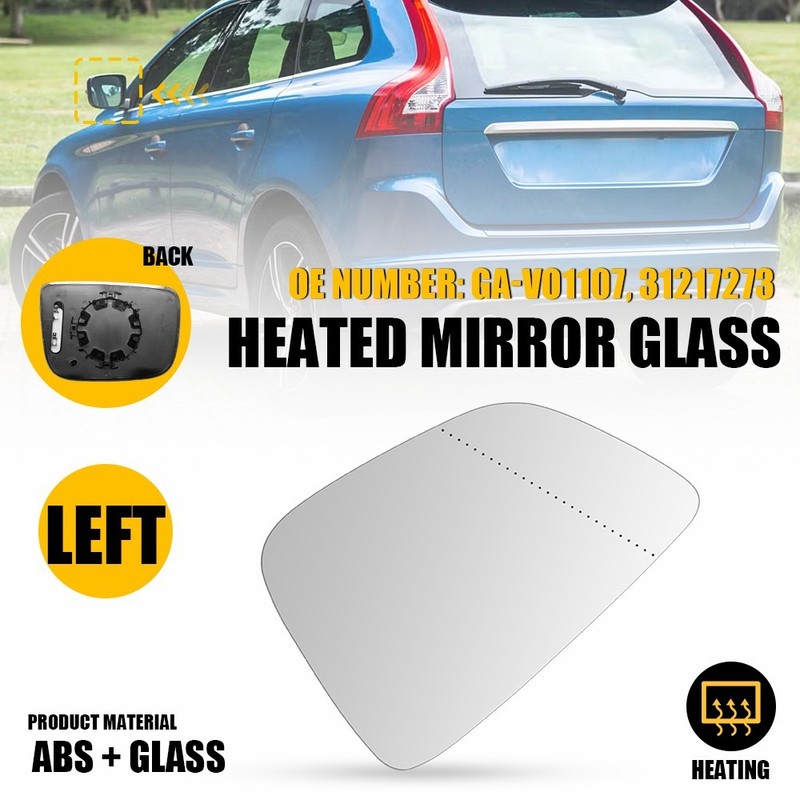 Car Left and Right Side Mirror Glass with Power Heated For 2010-2017 Volvo XC60