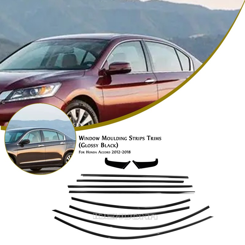 Window Strip Cover Trims Moulding Strip For Honda Accord 2012-2018 Gloss Black