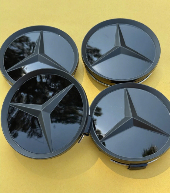 4PC For Mercedes Center Caps All Matte Black 2.95Inch/75mm Fits Most Models