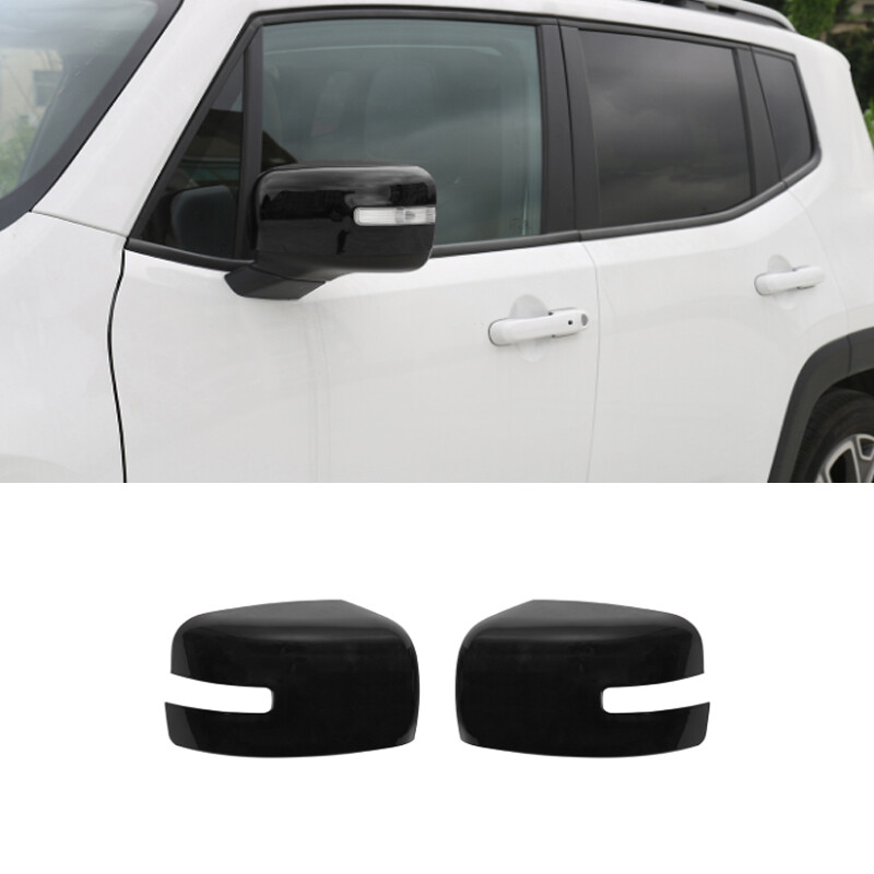 Black Exterior Side Rearview Mirror Caps Cover Trim For 2016+ Jeep Renegade