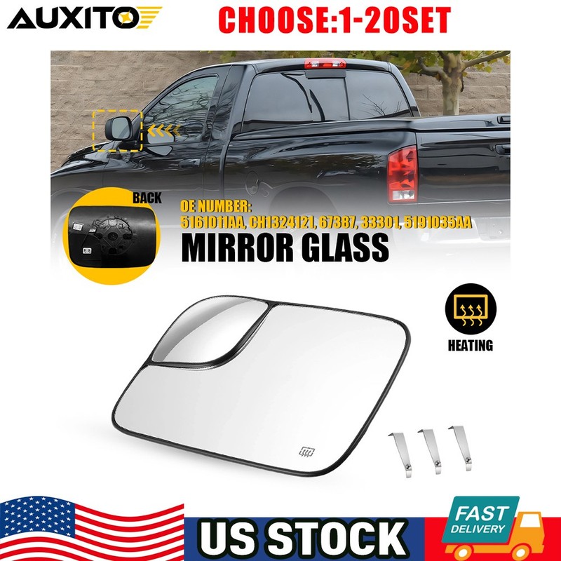 For Dodge RAM 1500 2005-2008 Driver Side Heated Mirror Glass With Towing 1-5X