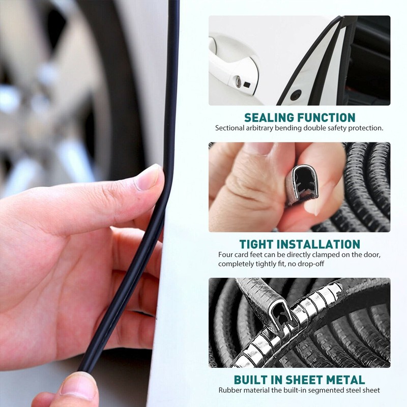 Rubber Clips Seal Strip Easy to Cut No Adhesive Fit for Most Vehicles U-Shape gallery