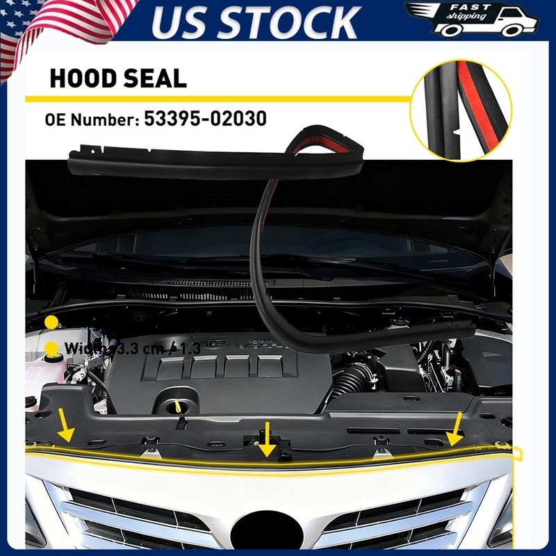 Car Front Engine Hood Sealing Strip Weatherstrip Rubber For 07-13 Toyota Corolla
